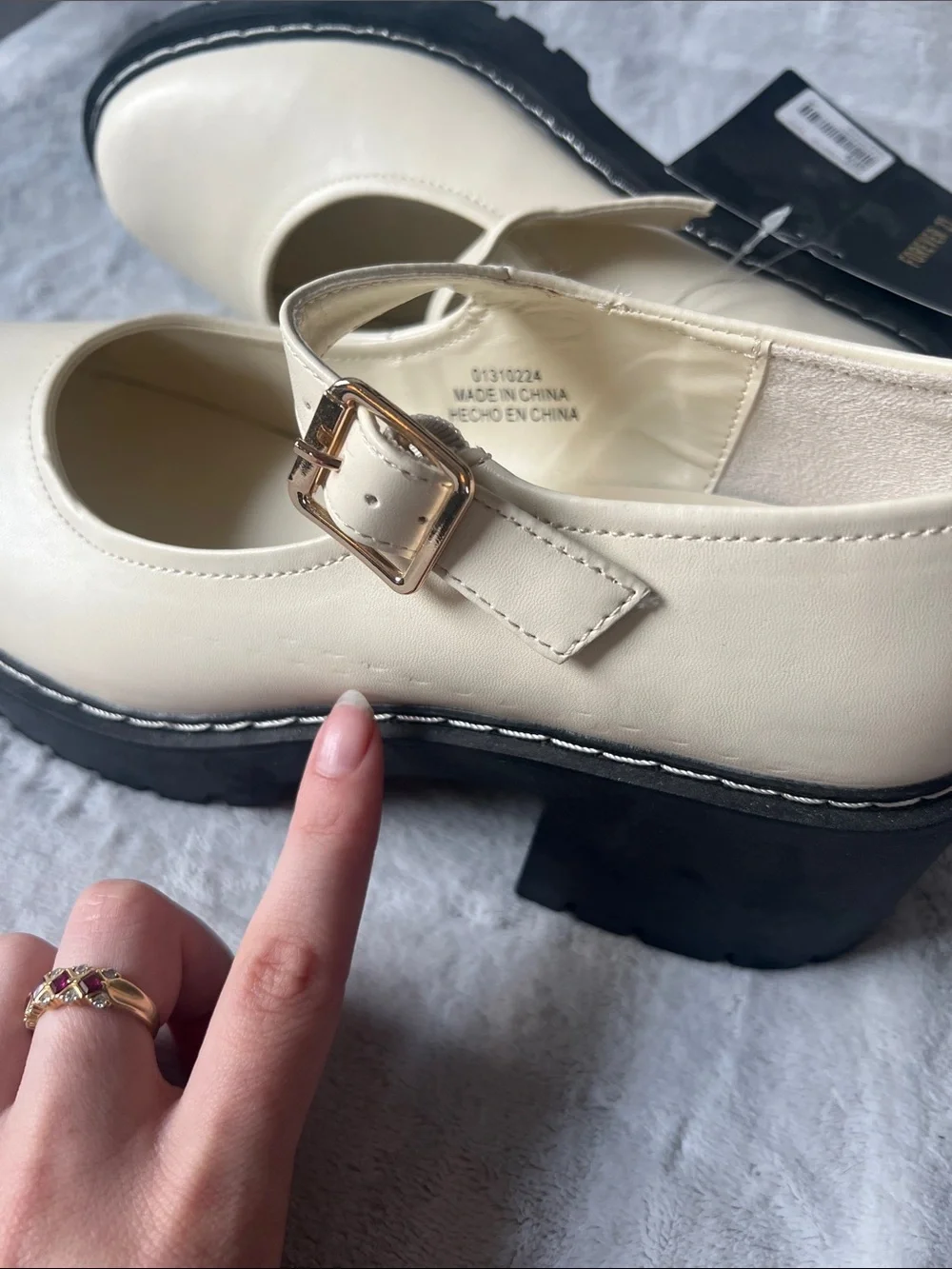 Forever 21 Cream Mary Jane Platform Shoes